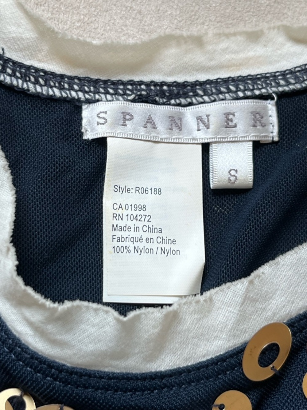 SPANNER Elegant Lightweight Navy(Almost Black) Sleeveless Tank with Gold Sequins - Picture 5 of 9